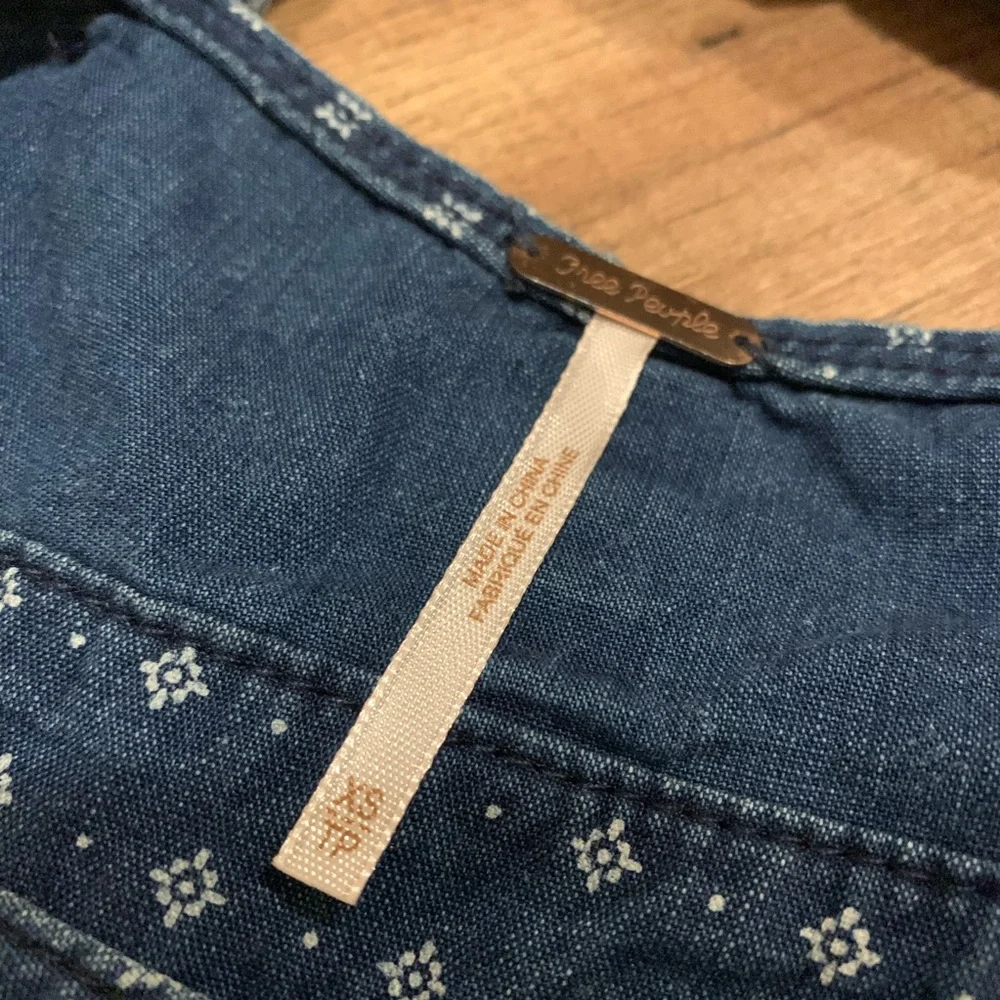 Free People Blue Printed Denim Romper - Picture 6 of 10